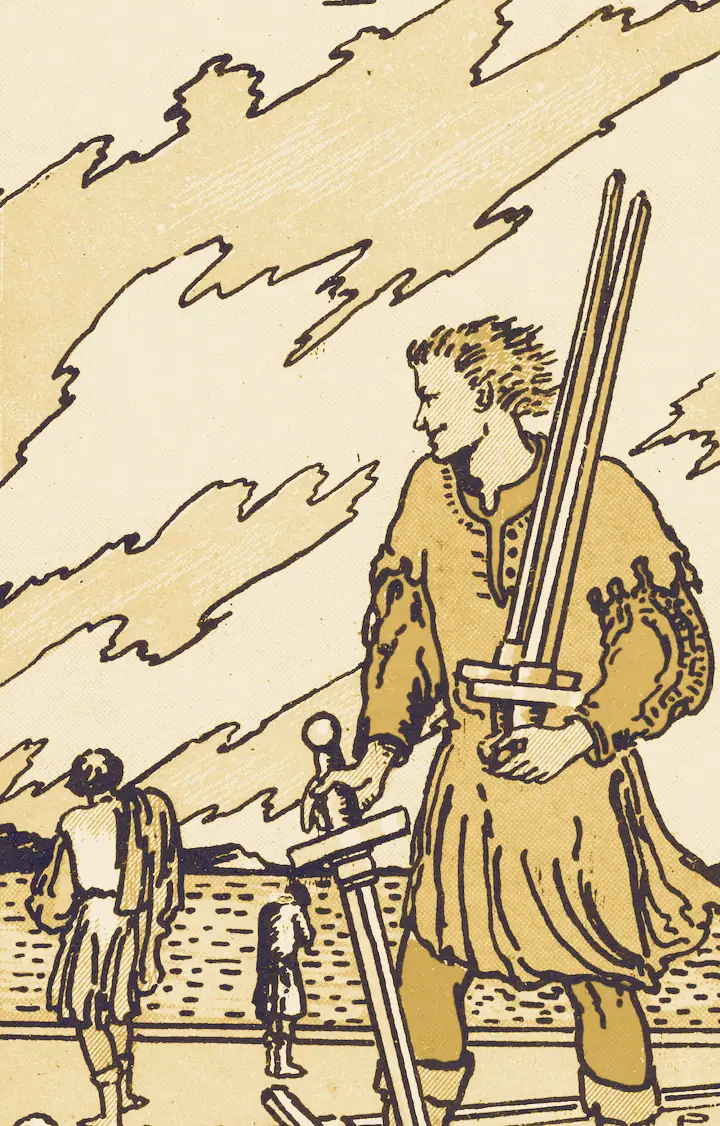 Cinco de Espadas, lámina de tarot