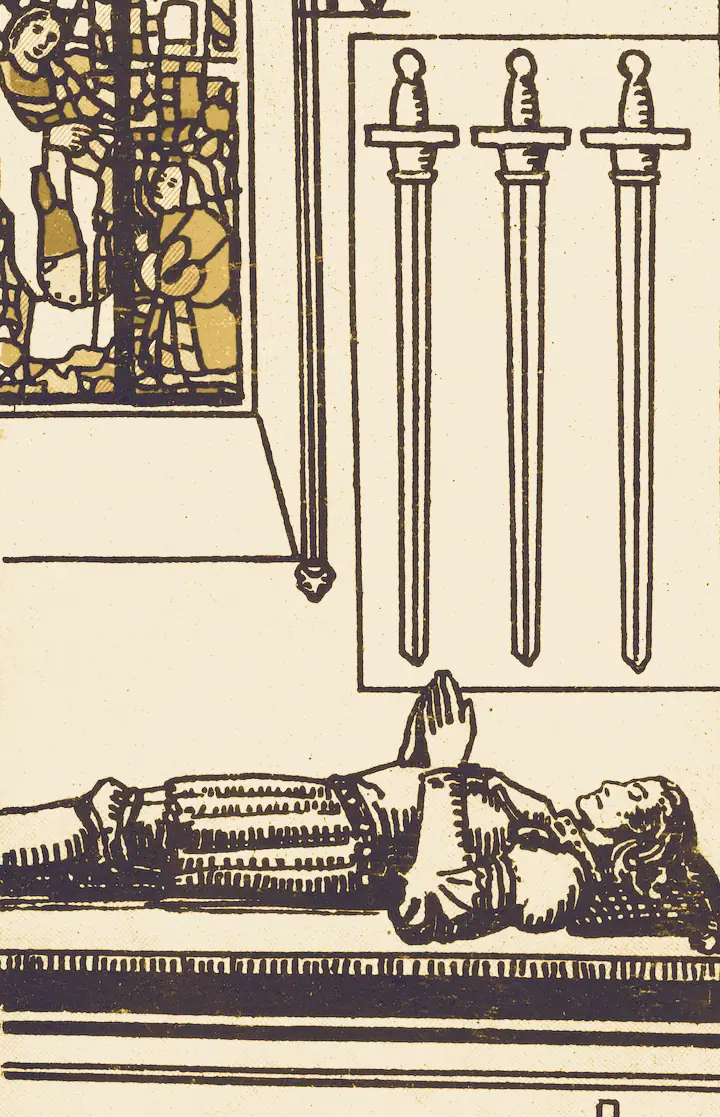 Cuatro de Espadas, lámina de tarot