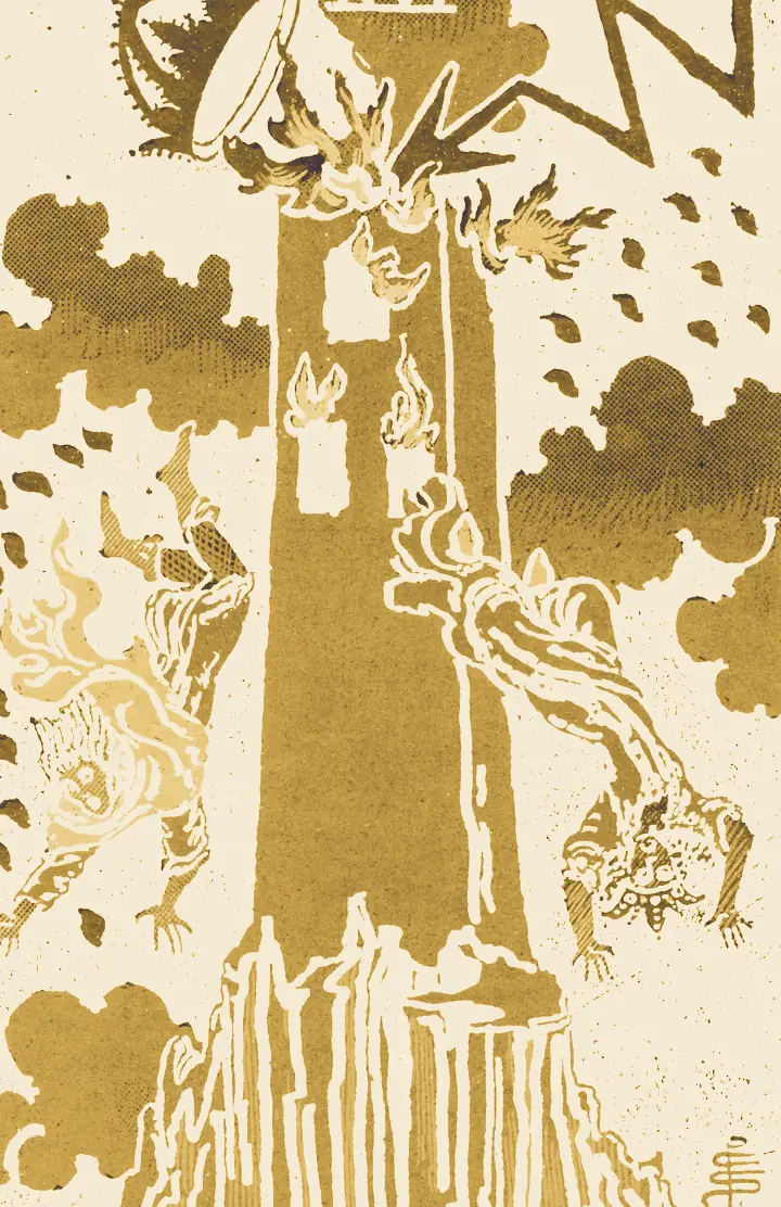 The Tower, tarot plate