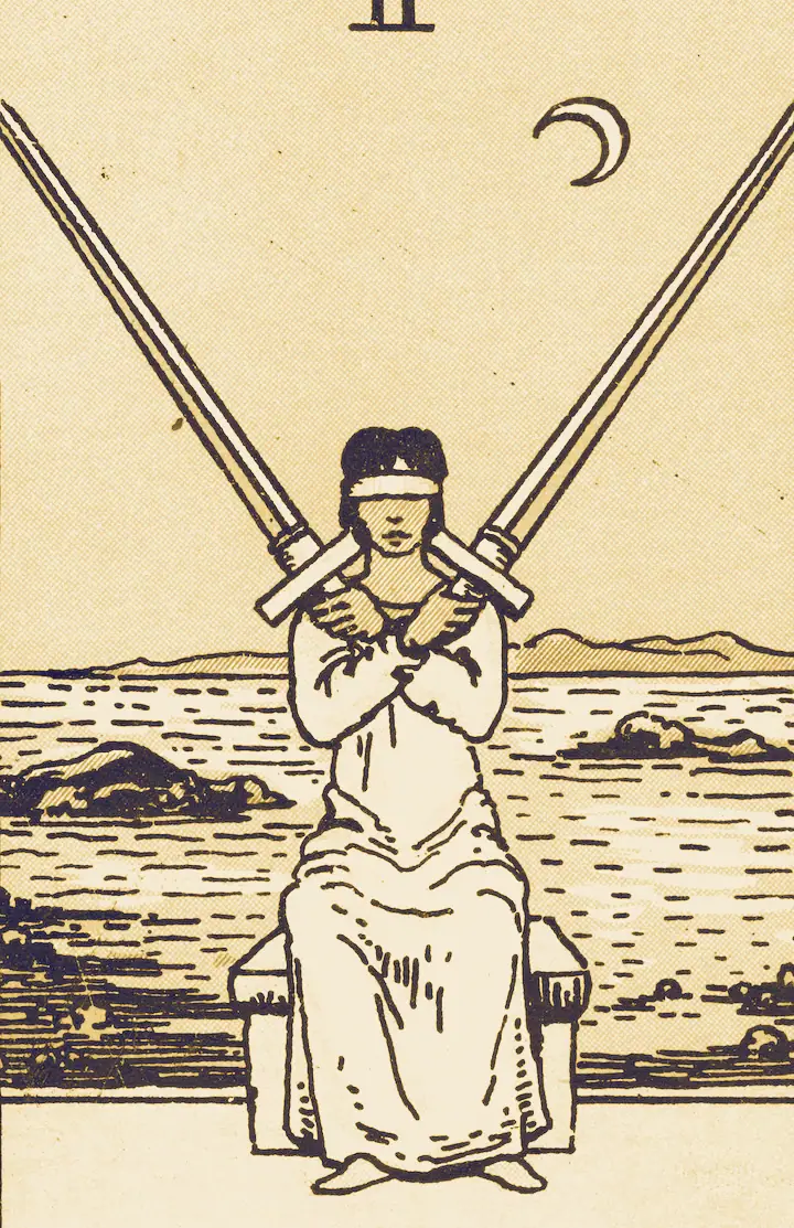 Dos de Espadas, lámina de tarot